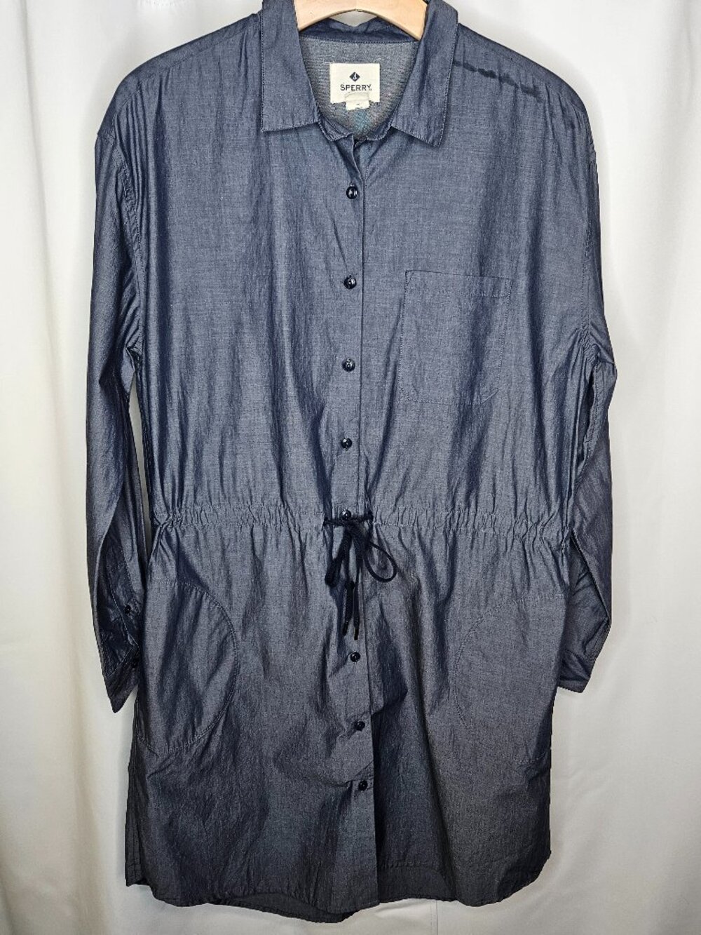 Sperry Top-Sider Chambray Denim Drawstring Shirt Dress
